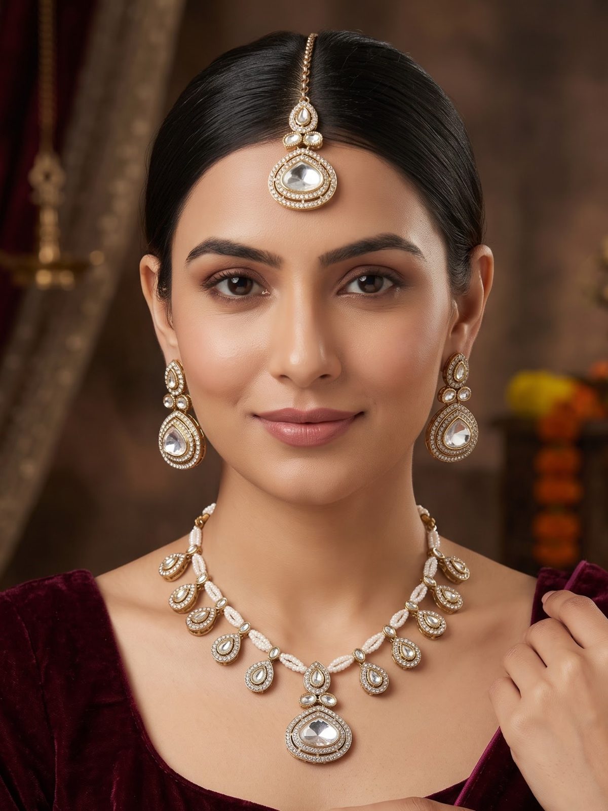 Drishika Kundan Pearl Necklace Set