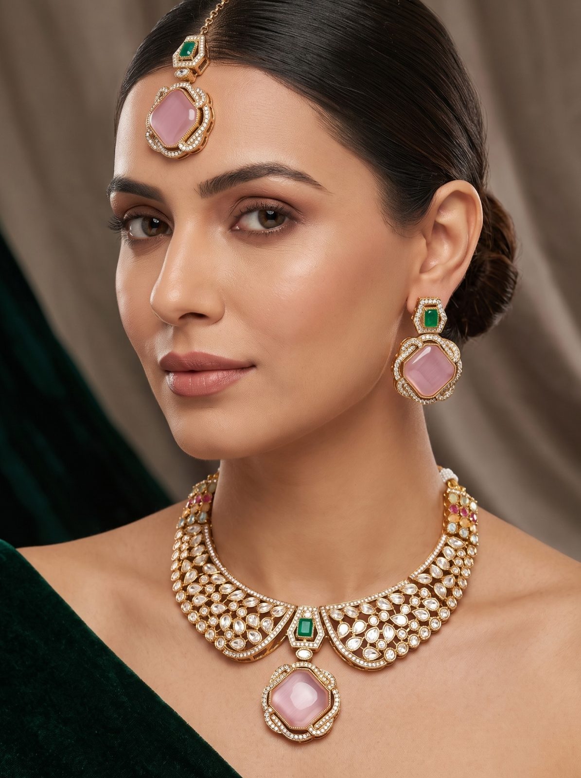 Ananya Classic Antique Finish  Hasli Necklace with Maang Tikka
