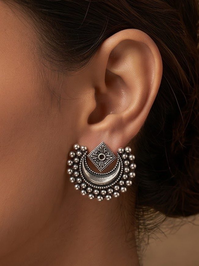 Urvi Silver Tone Stud Earrings