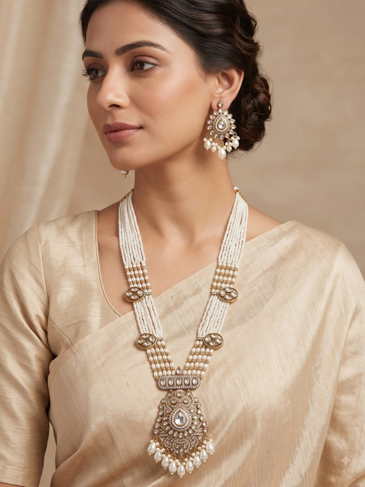 Lisha Multi-Strand Kundan Long Necklace
