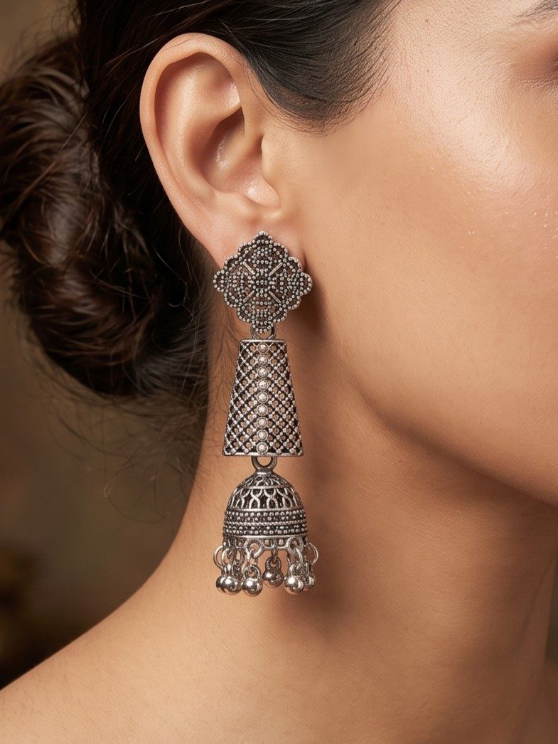 Nidhi Jhumka Oxidised Earring