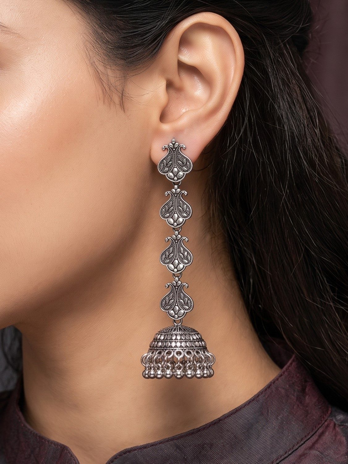 Saira Oxidised Vintage Danglers Earrings