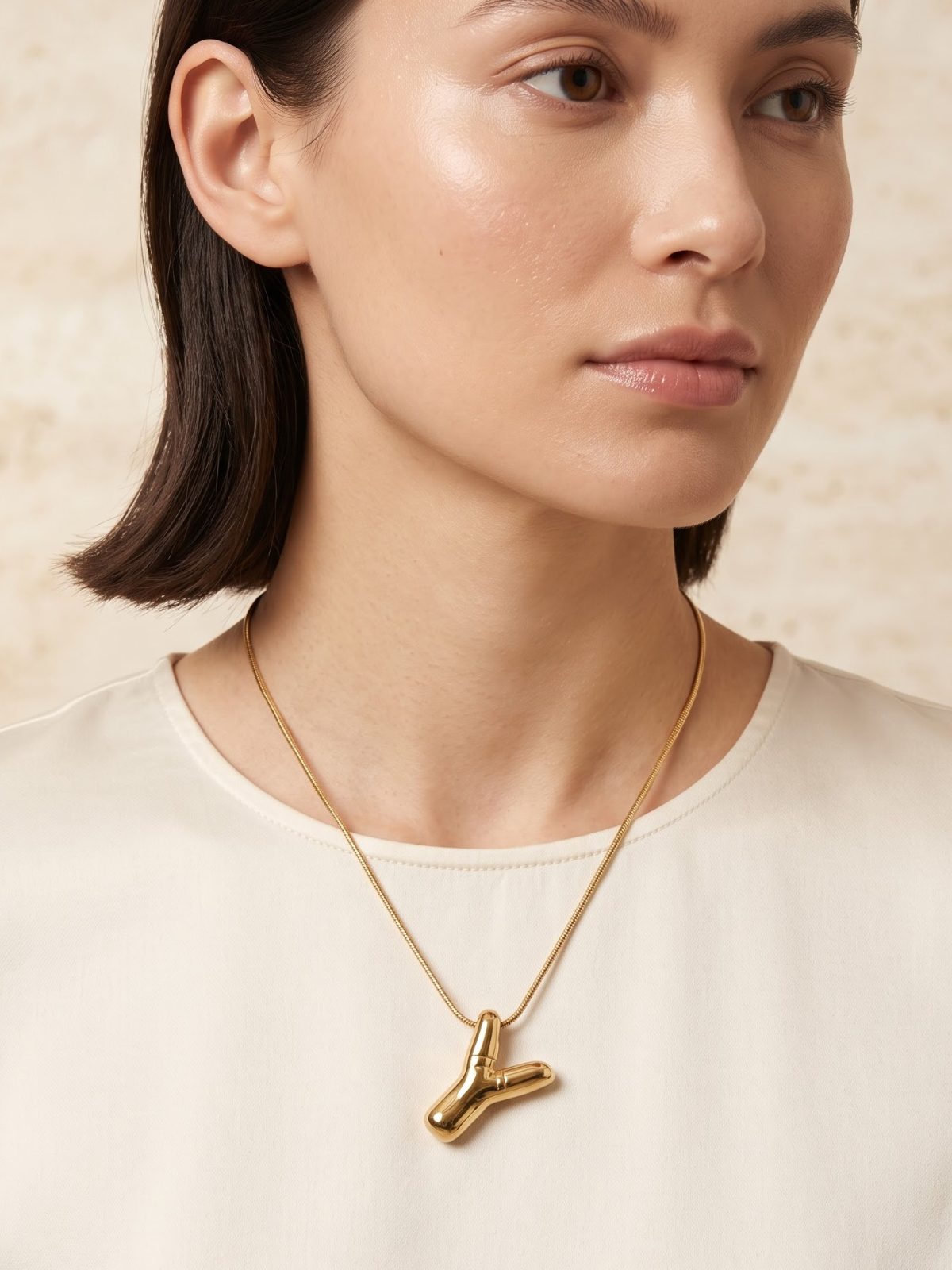 Suhana Gold Alphabet Y Pendant Necklace