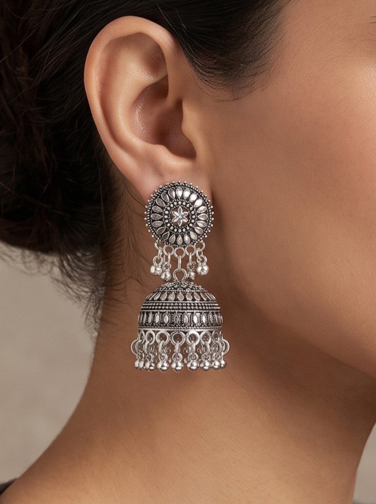 Shreya Oxidised Antique Earrings