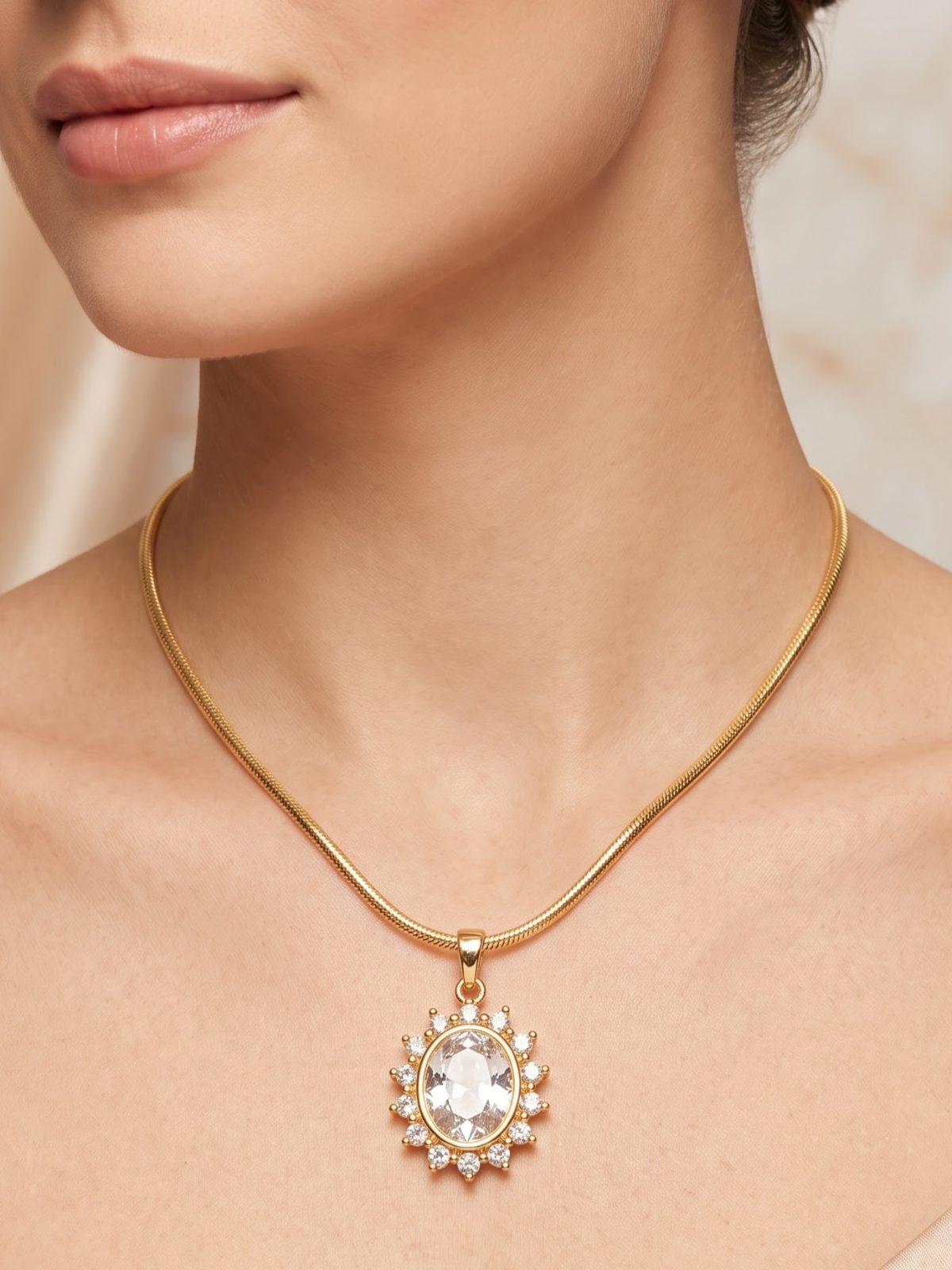 Ojasvi Dazzling Oval Stone Necklace