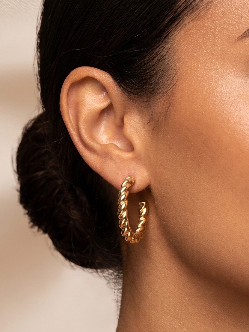 Ela Twisted Gold Hoop Balis