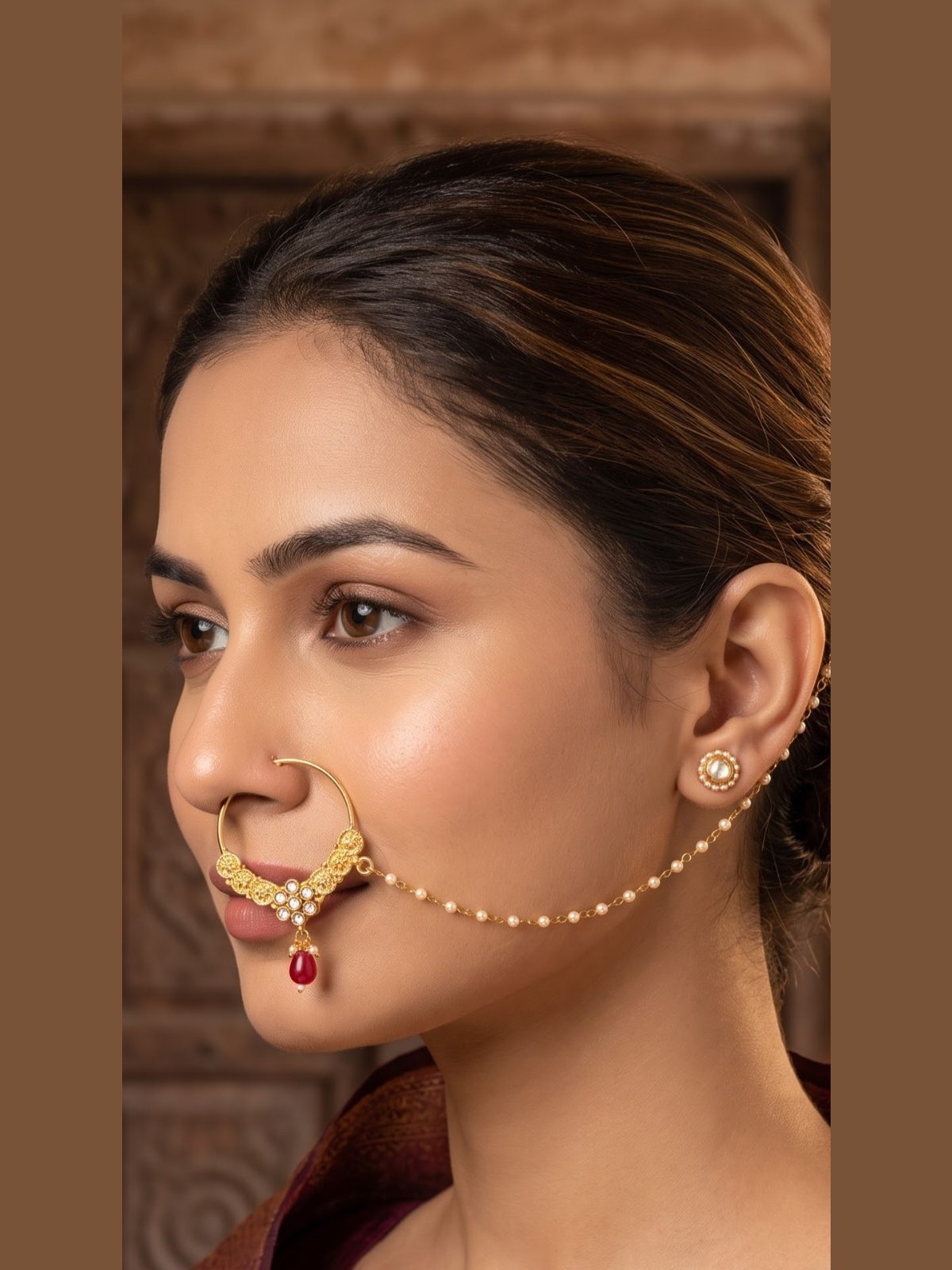 Jasmine Gold Plated Pearl Nath