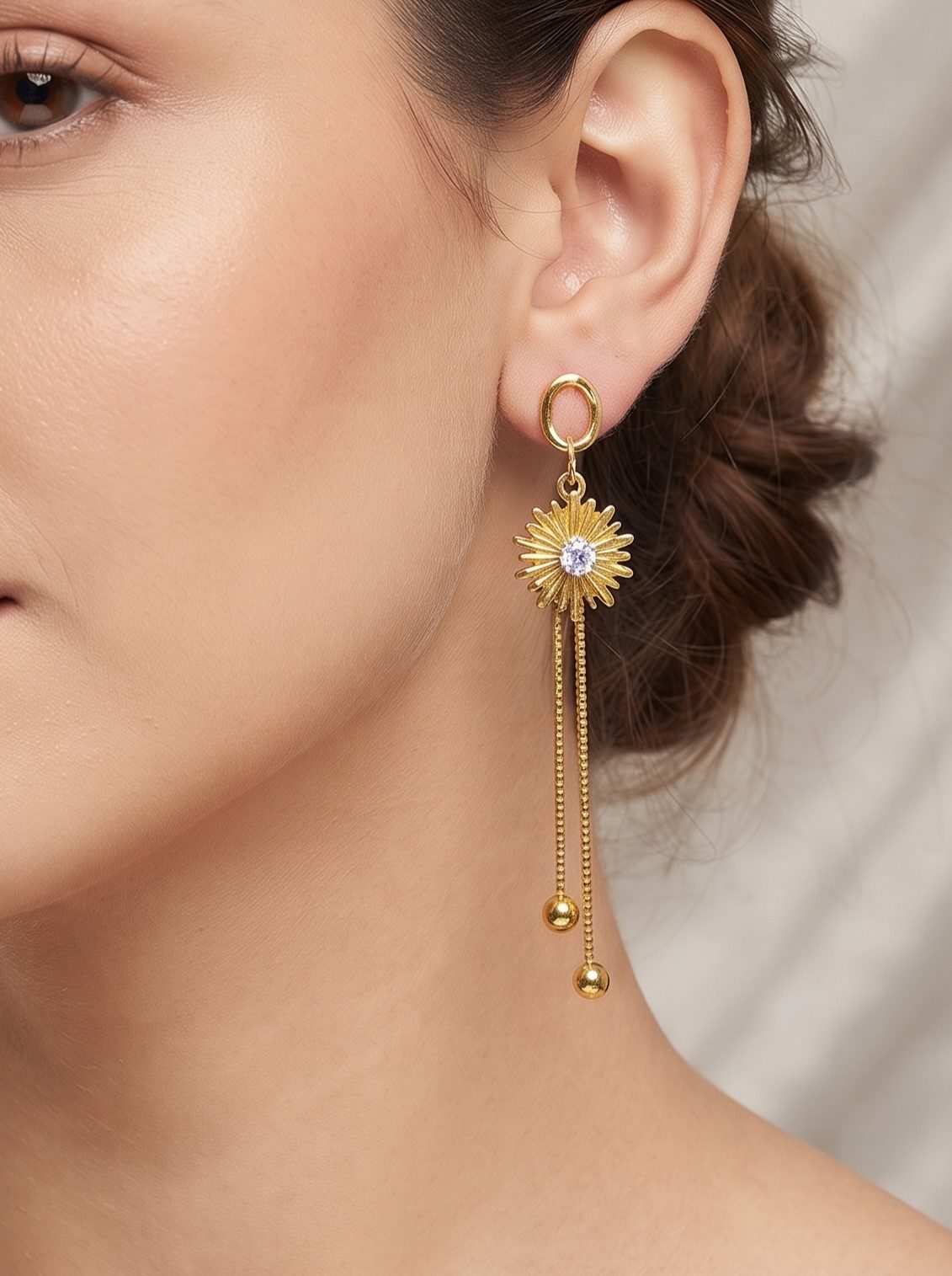 Tanvi Gold Plated Flower Design Earrings