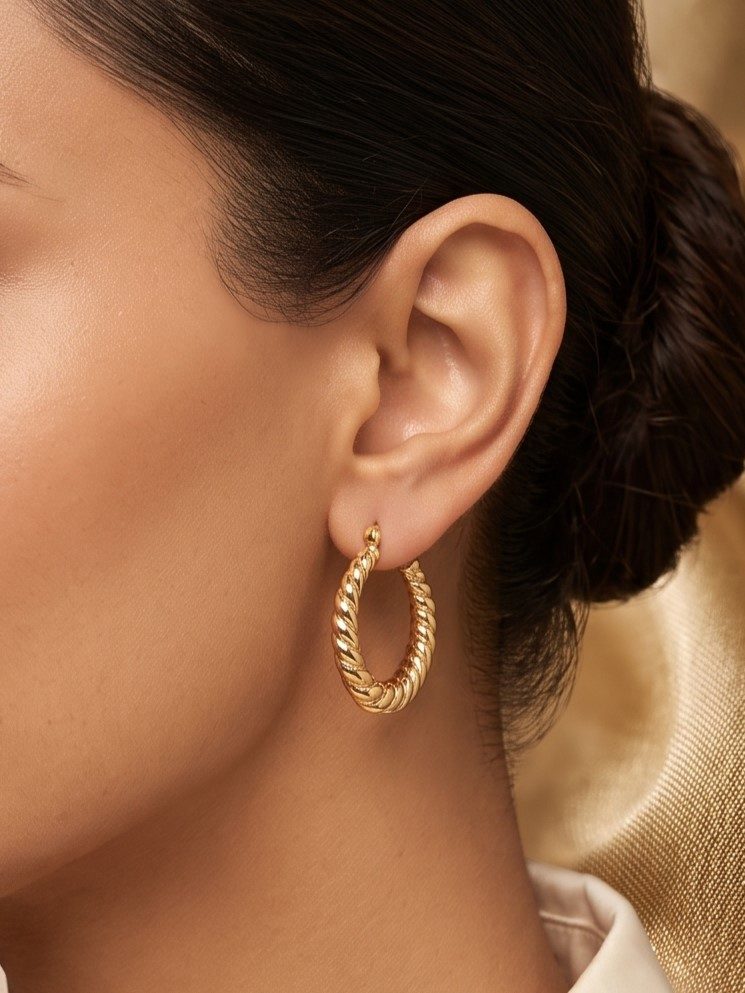 Devika Classic Twisted Gold Hoop Earrings