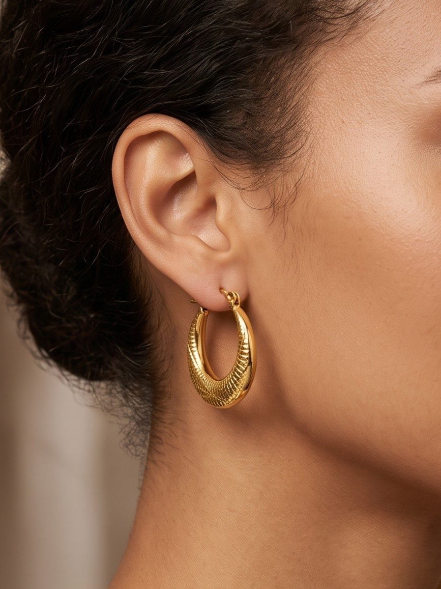 Reyna Textured Hoop Earrings