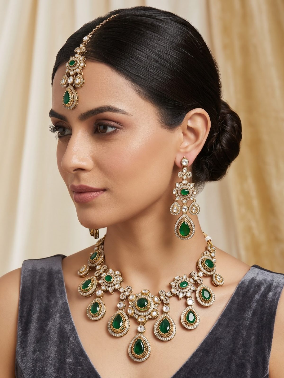 Ruhi Multicolored Monalisa Stone Necklace Set