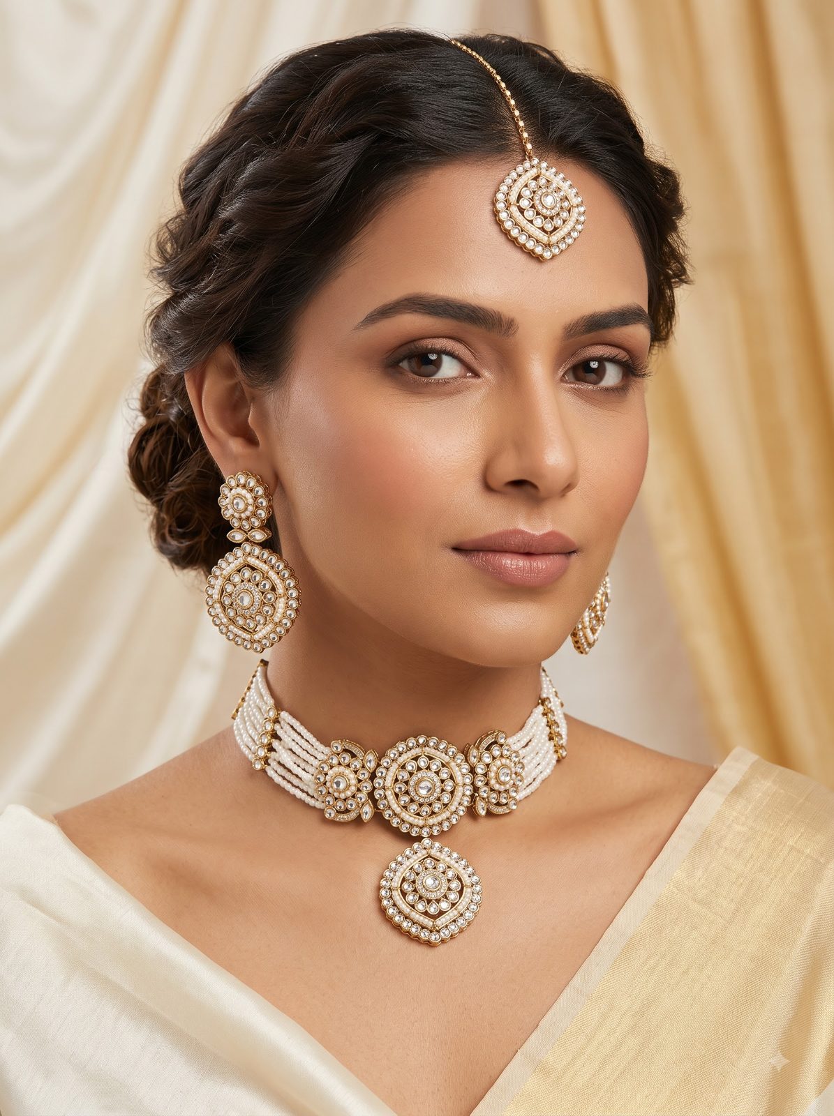 Eesha Pearl Beaded Choker Necklace Set