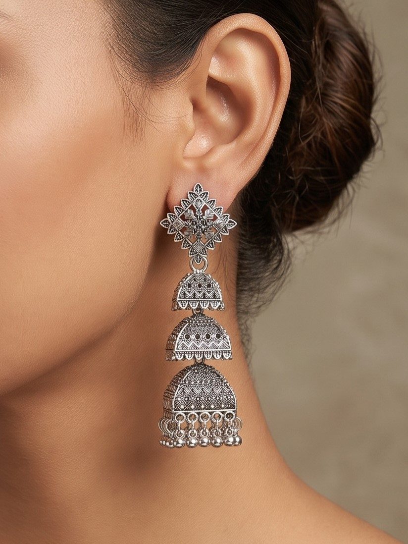 Raina Jhumka Oxidised Earring