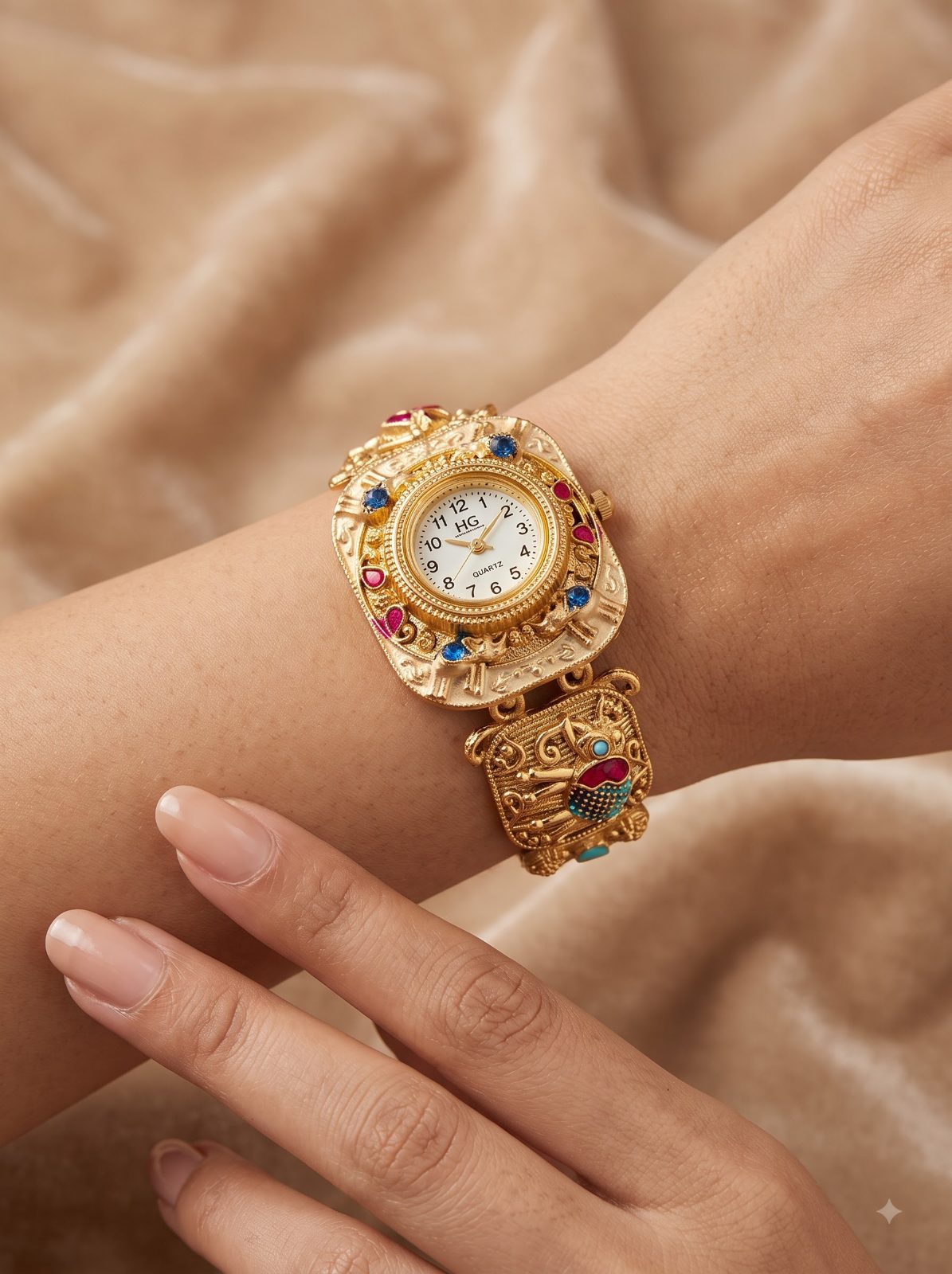 Priyanshi Gold Plated Bracelet Watch