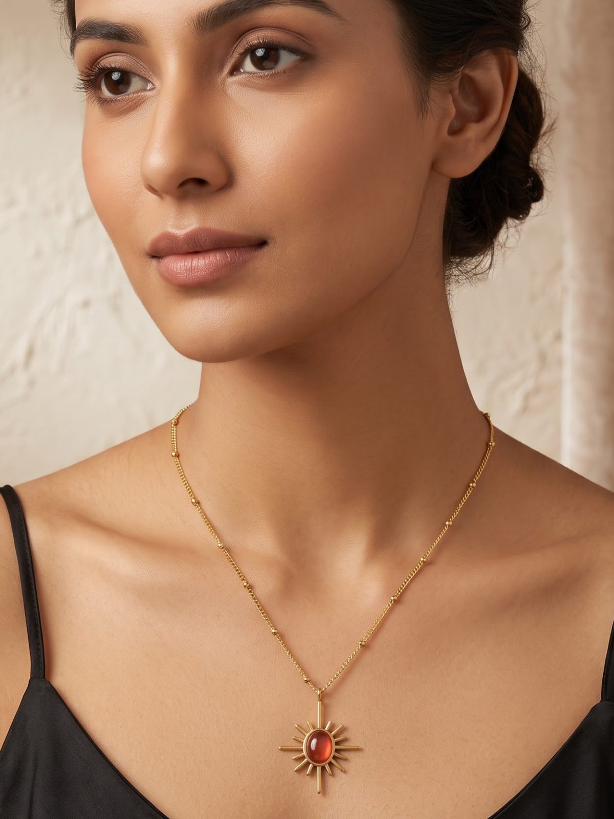 Kiara Gold Sunstone Pendant Necklace