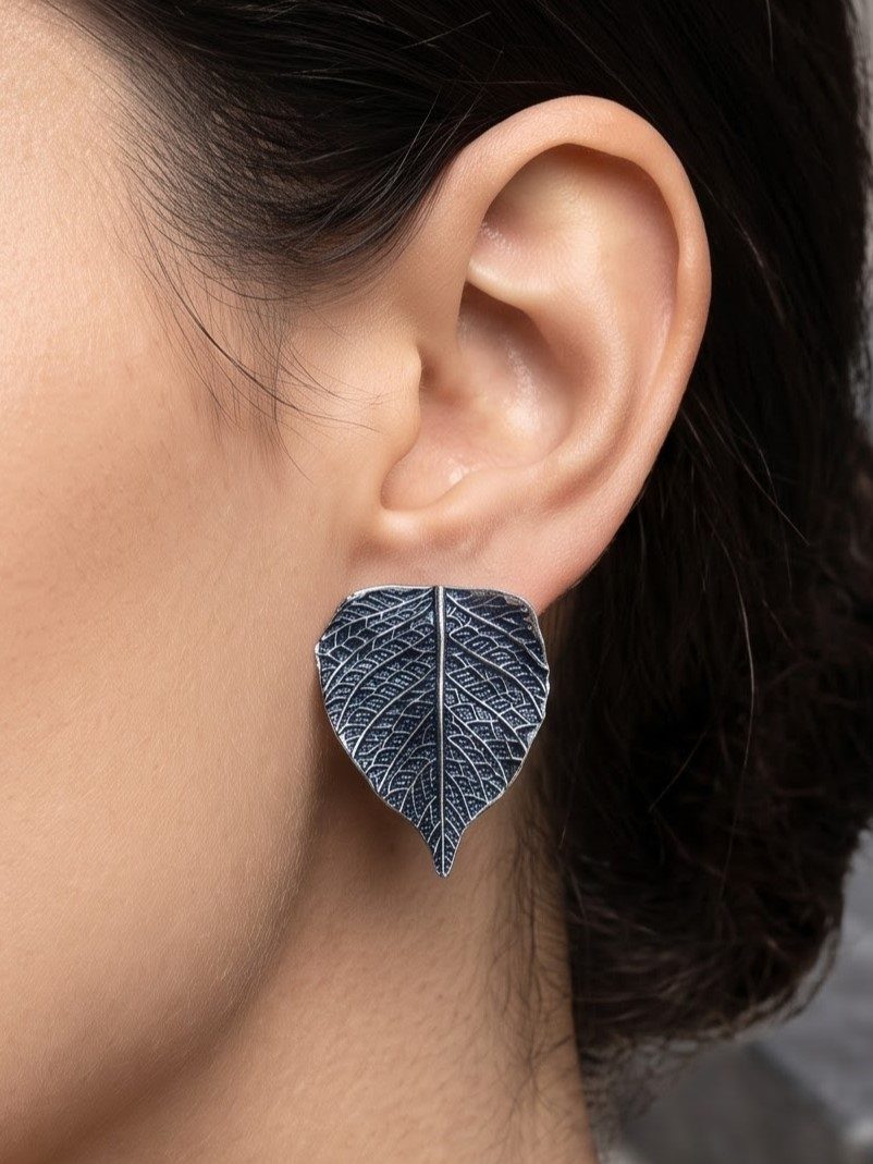 Pari Ethnic Leaf Oxidised Earrings