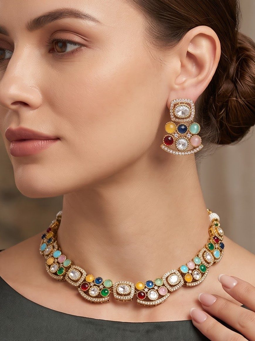 Nayra Round Multicolor Gemstone Necklace
