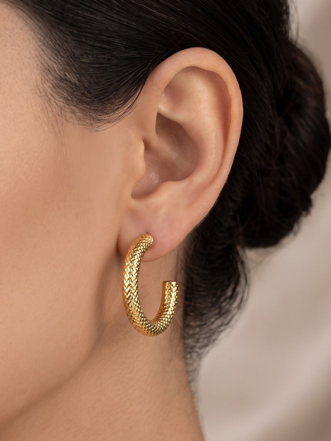 Keya Gold Textured Hoop Earrings