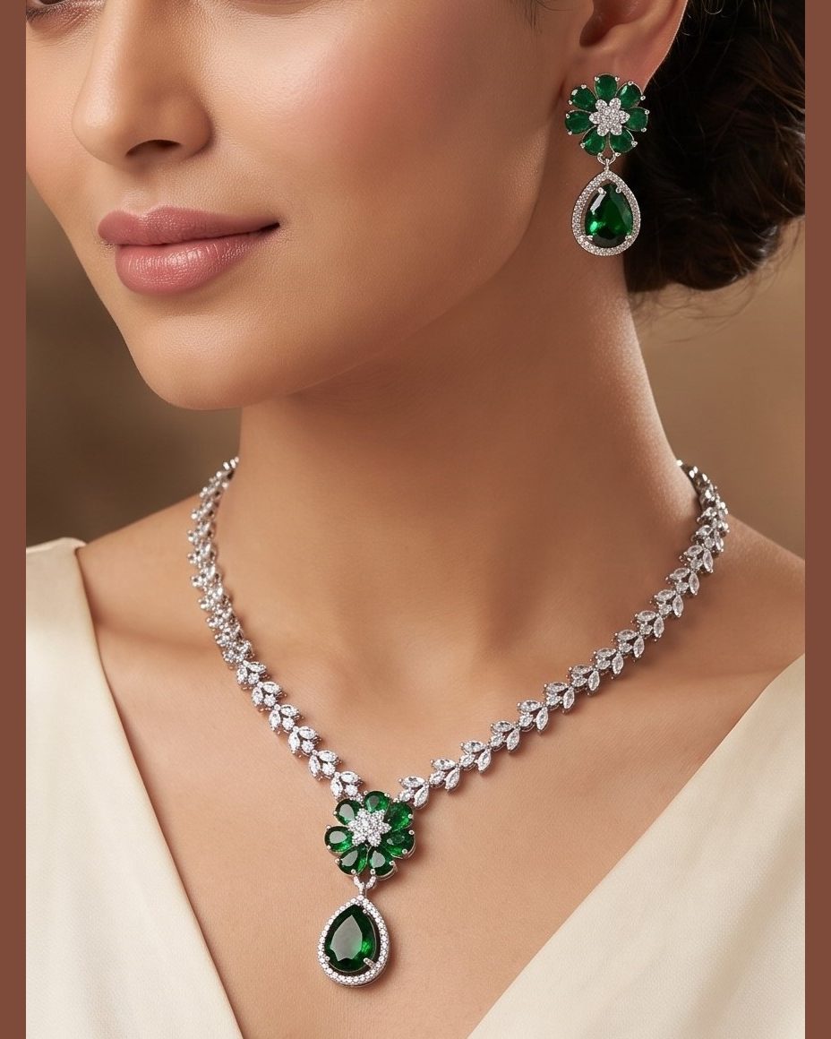 Alina American Diamonds Pendant Necklace Set