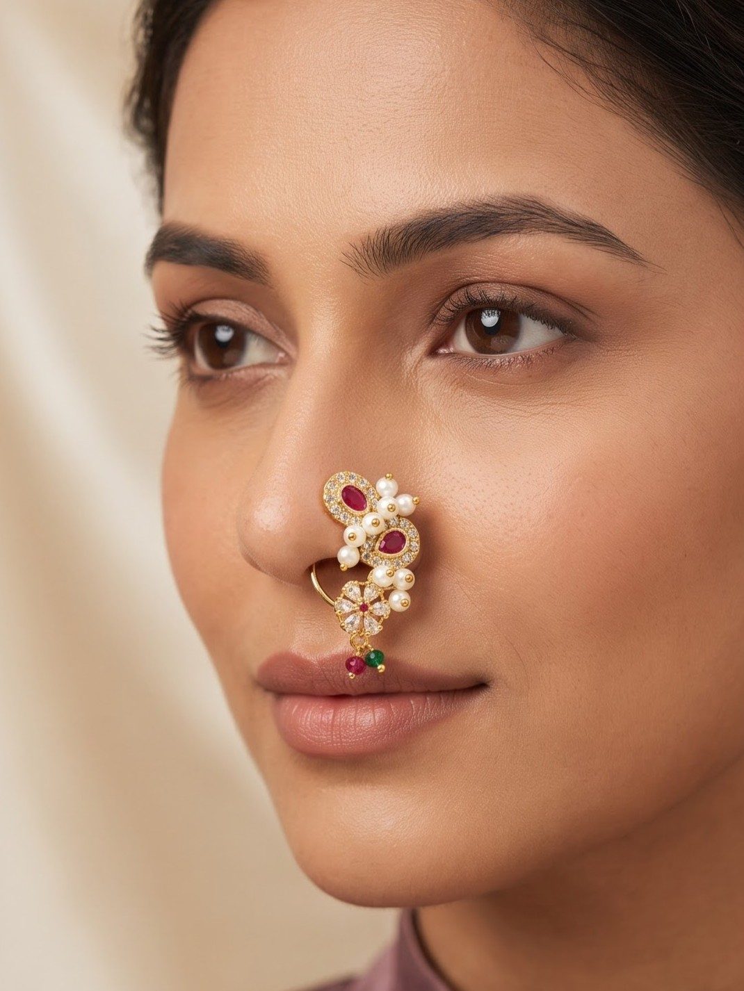 Lavanya Pearl Gold Tone Nose Pin
