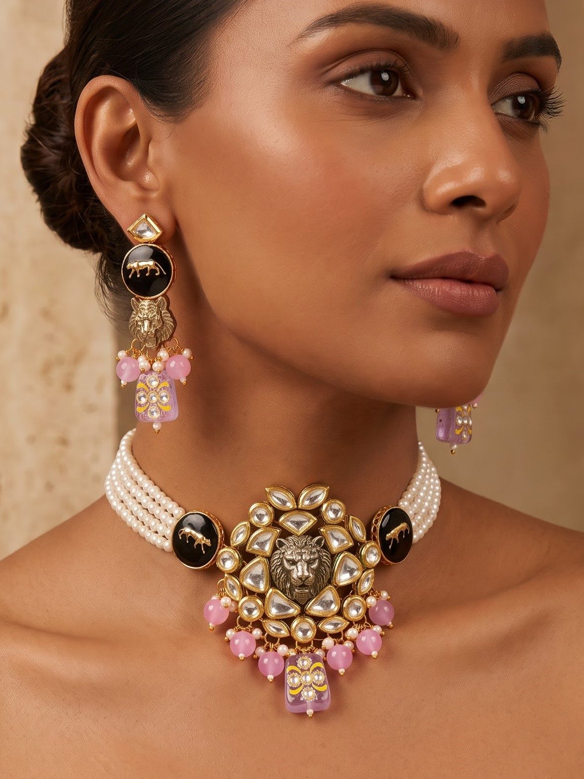 Priyanshi Kundan and Pearls Sabyasachi Inspired Choker Set