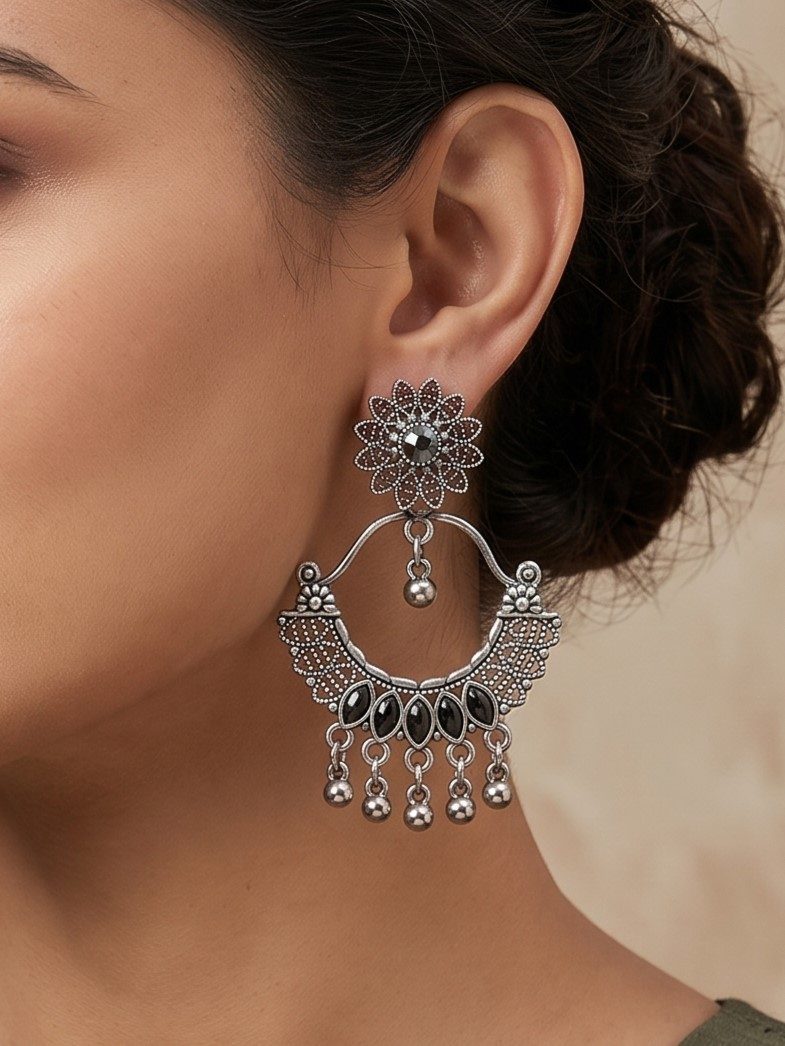 Ahana Chandbali Oxidised Earring