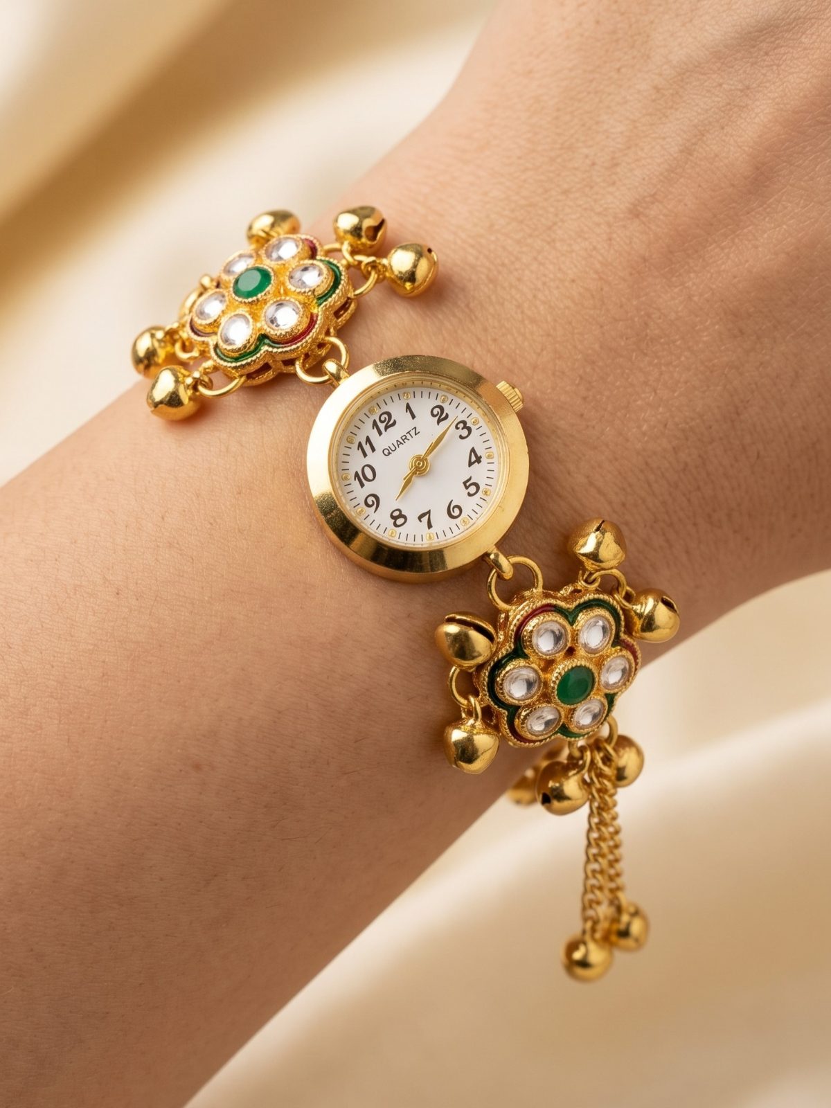 Diya Floral Ghungroo Cluster Bracelet Watch