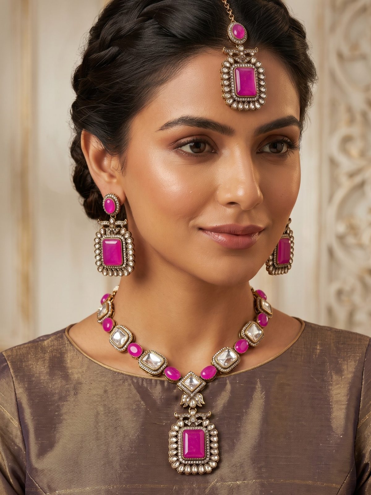 Manvi Victorian Zircon Designer Pendant Set