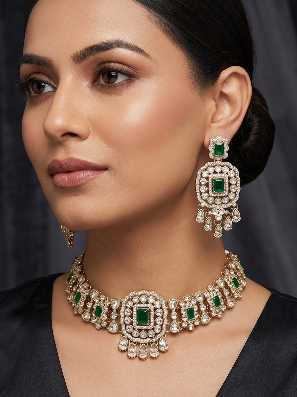 Jiya Radiant Crystal Stone Choker Necklace
