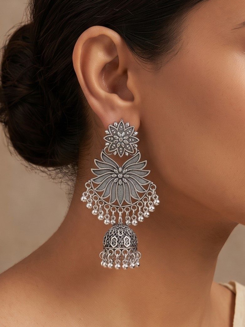 Mahi Oxidised Antique  Earrings