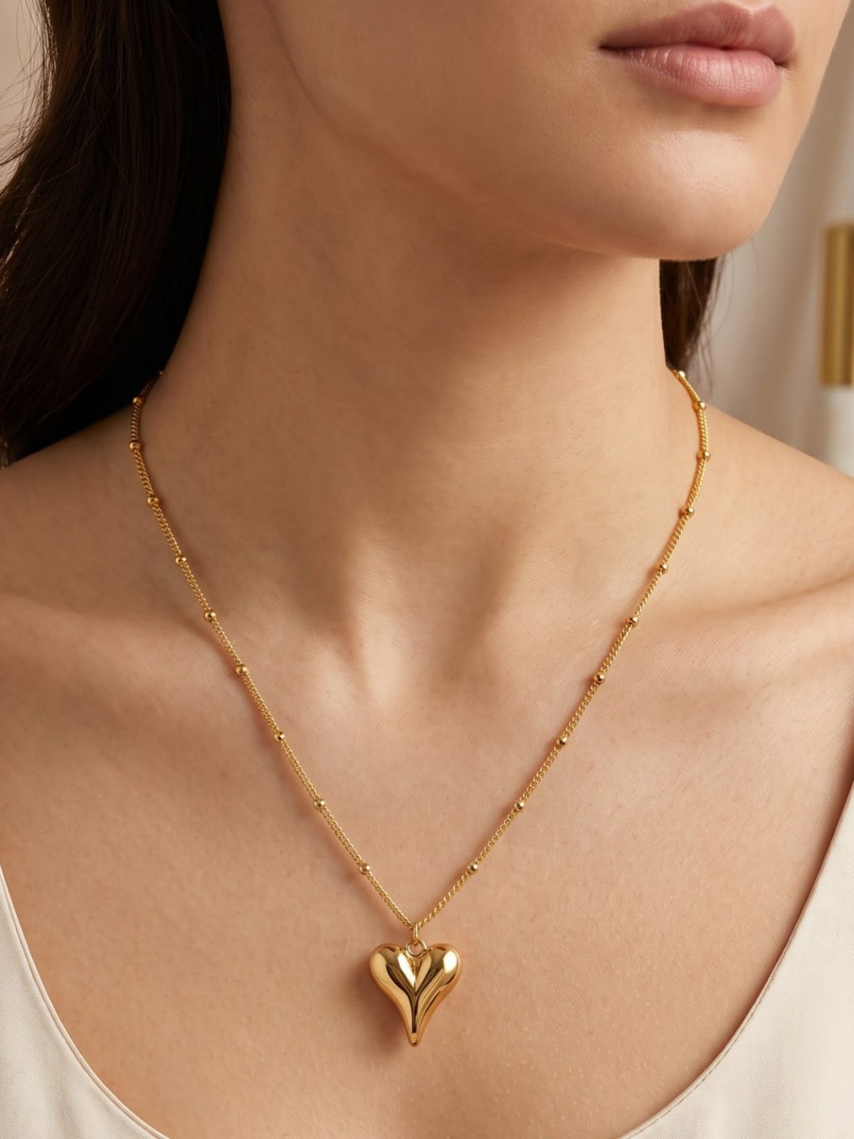 Prisha Golden Heart Pendant Necklace