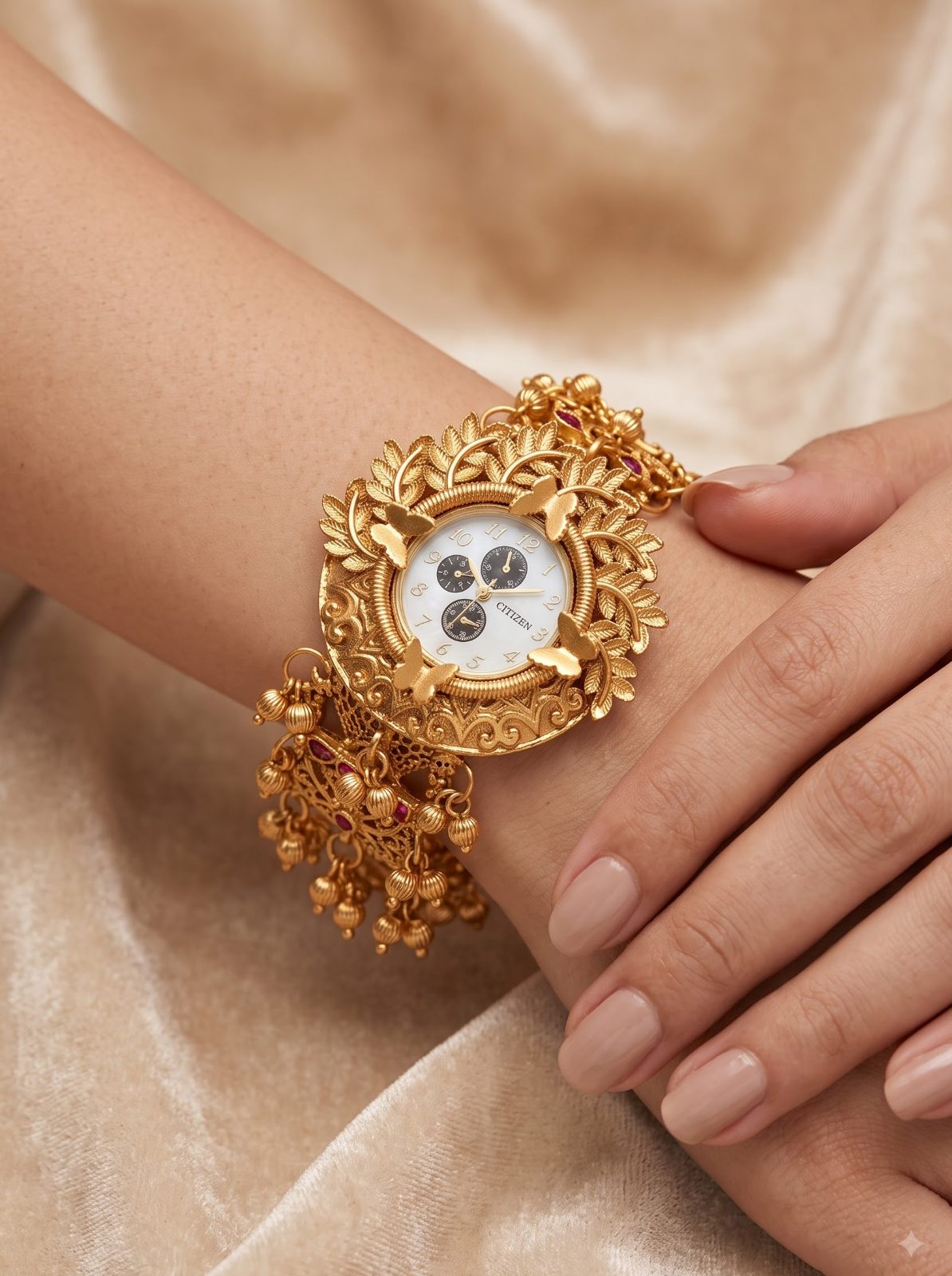Navya Festive Leaf Motif Watch