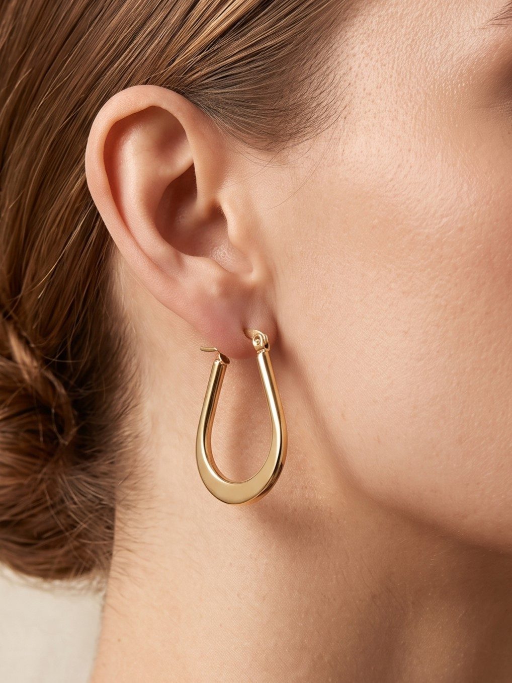 Ahaana Elegant Gold U Shape Hoop Earrings