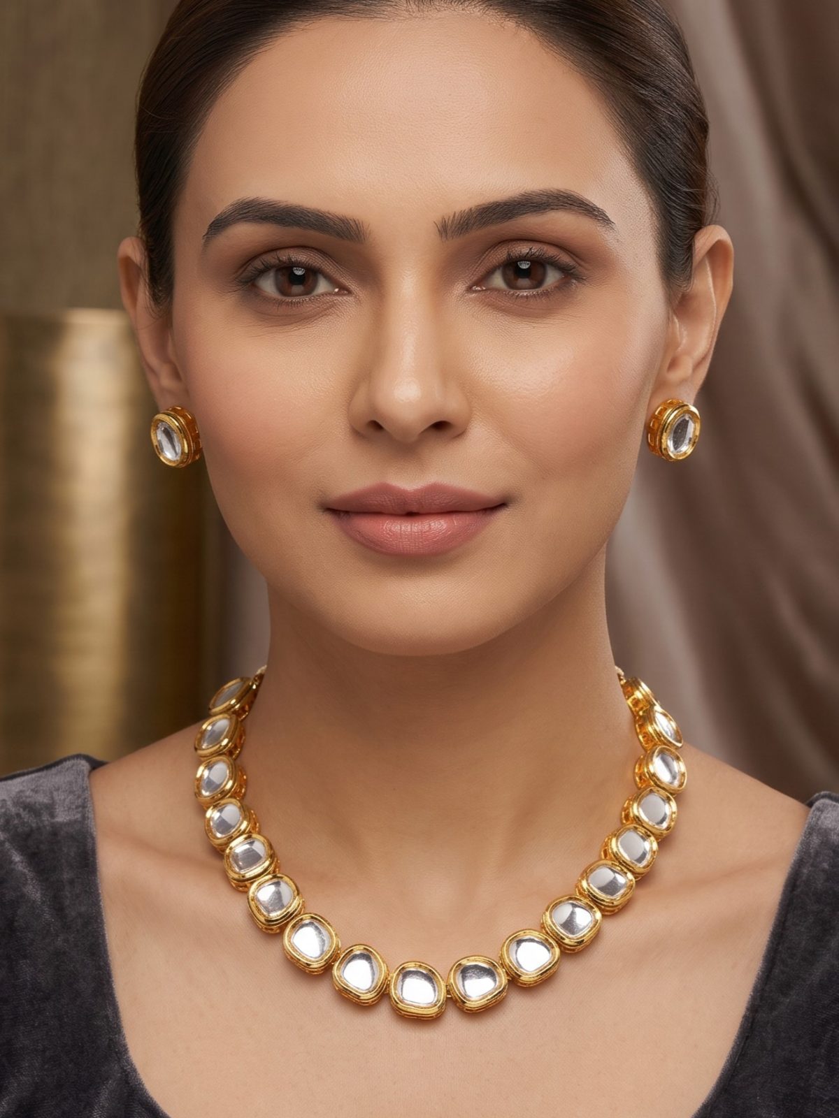 Riva Gold Plated Kundan Necklace Set