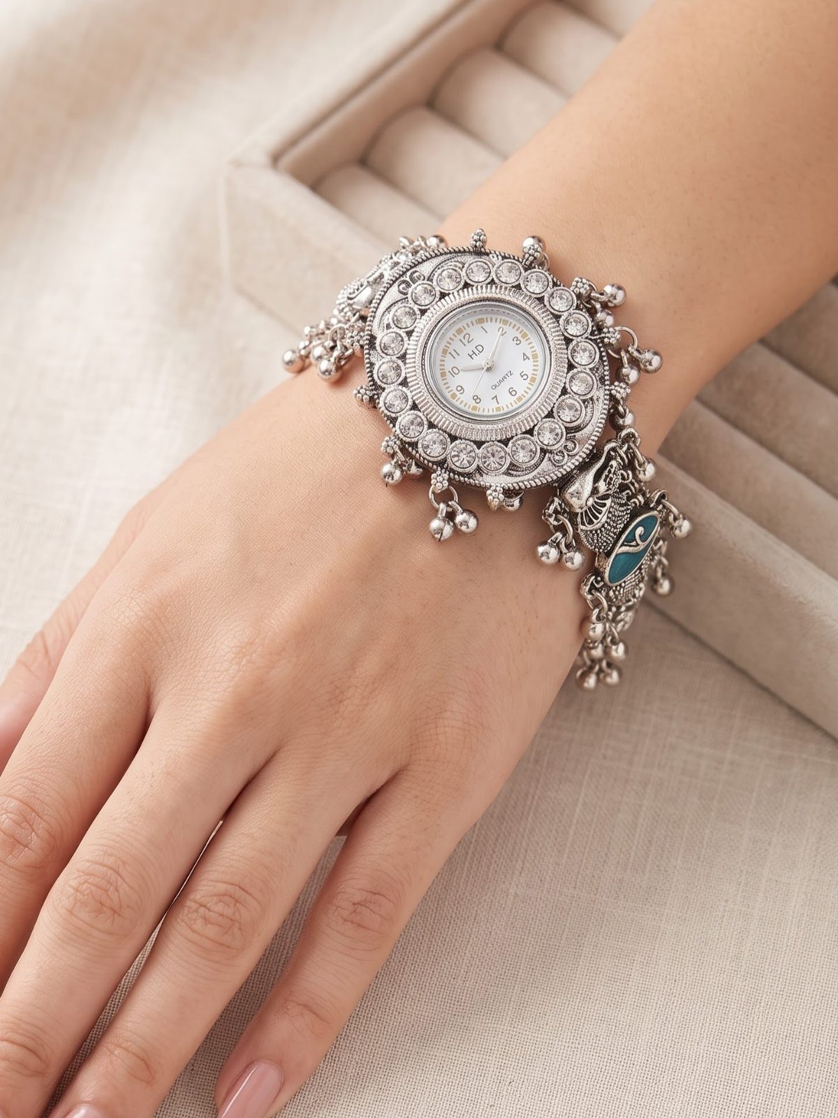 Zoya Ethnic Antique Gold Designer Bracelet Watch