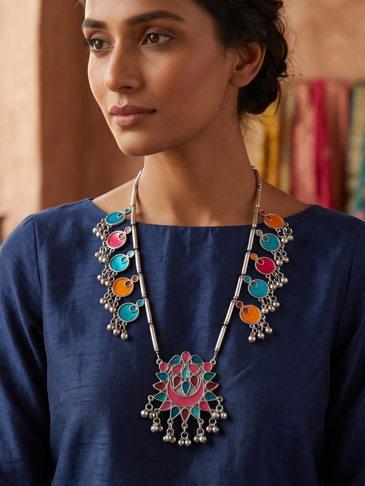 Tanvi Vibrant Multicolor Pendant Necklace