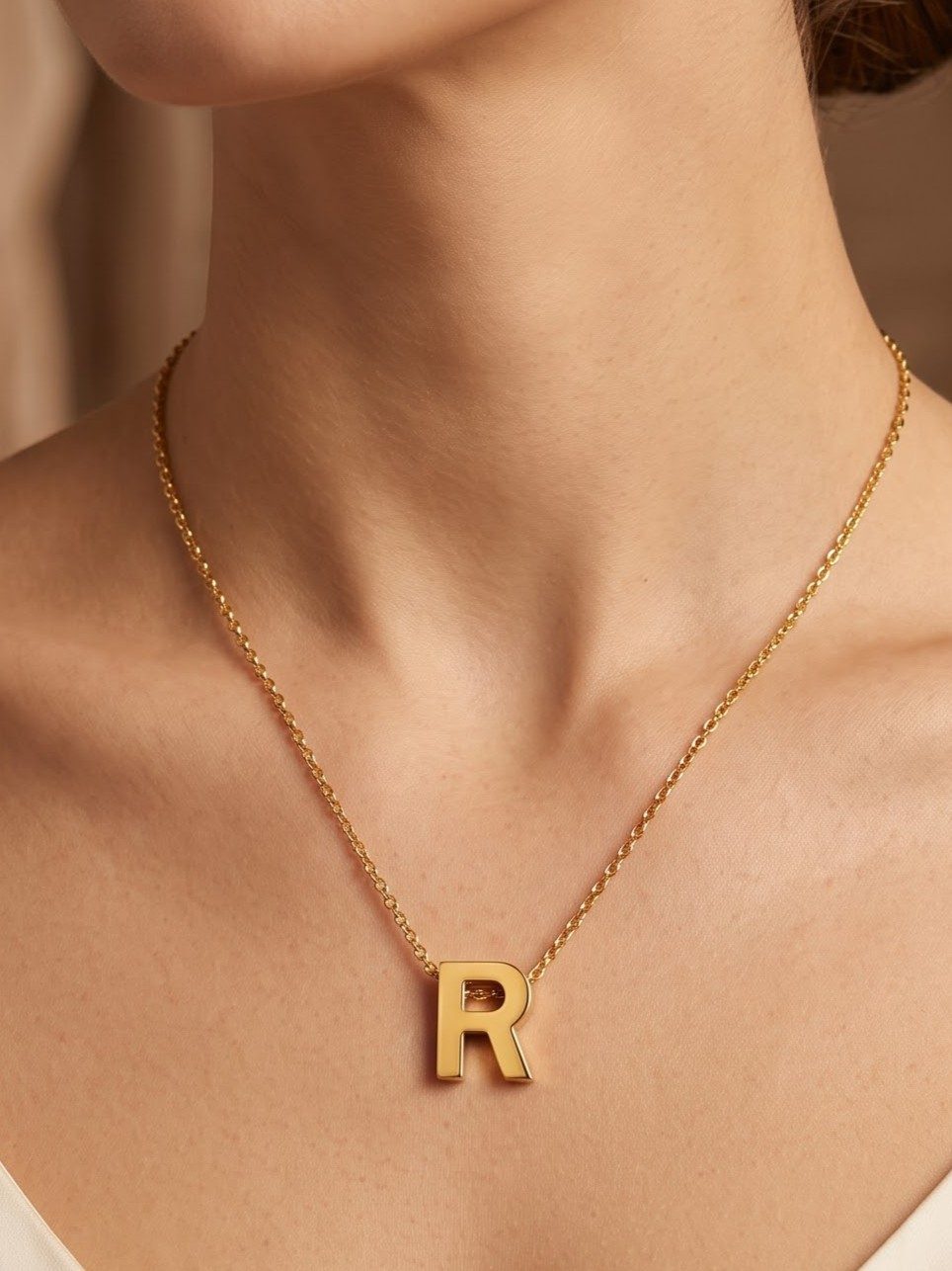 Aadhya Initial Gold Necklace
